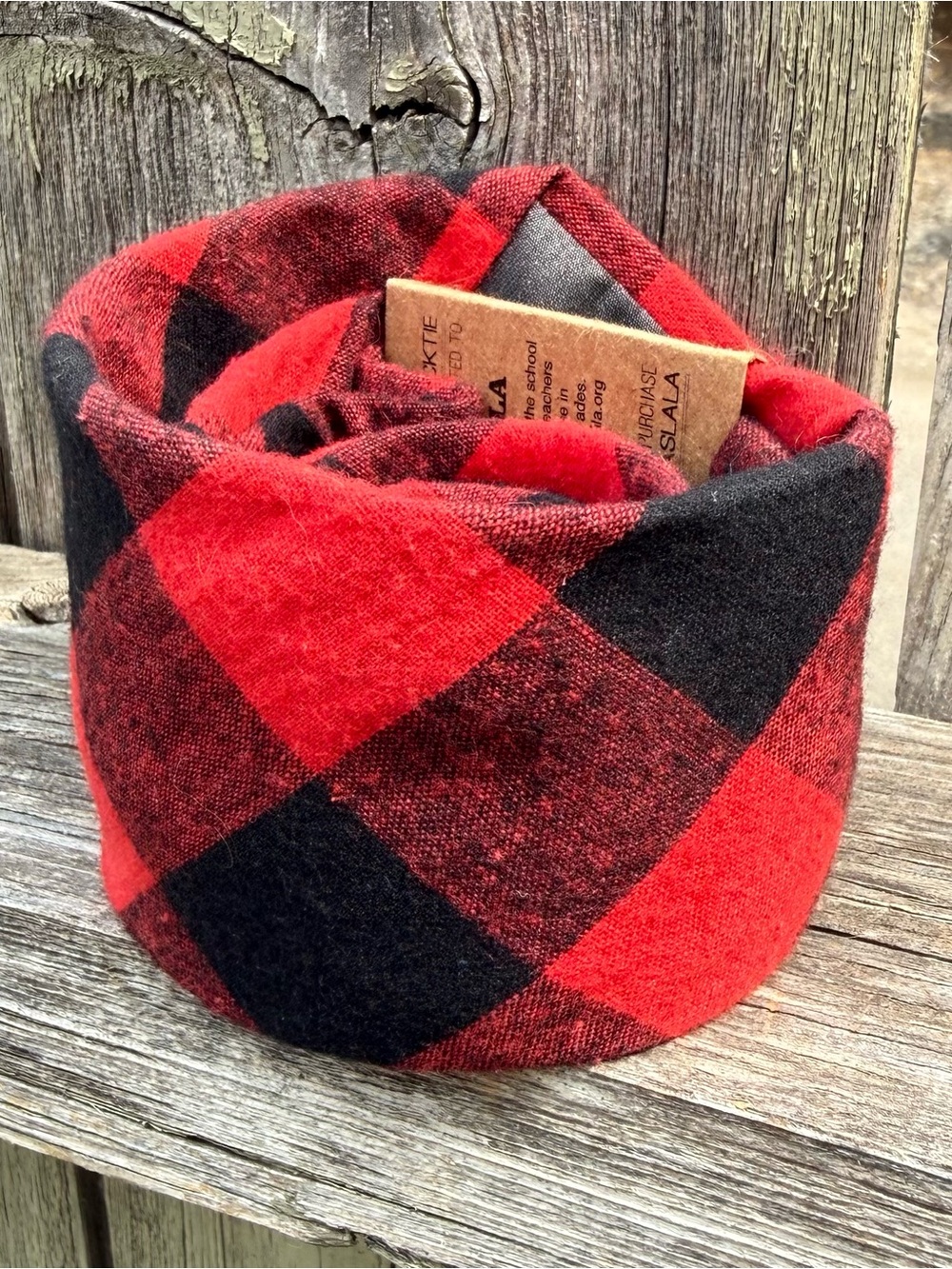Knots Apparel Co Santa Rosa Red & Black Buffalo Plaid 100% Cotton Necktie NWT